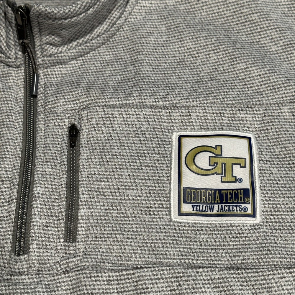 Georgia Tech Champion Sweatshirt Men Medium Gray 1/4 Zip Pullover - Size 2XL - Picture 4 of 8
